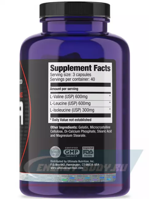 ВСАА Ultimate Nutrition 100% Crystalline BCAA 500mg 120 капсул
