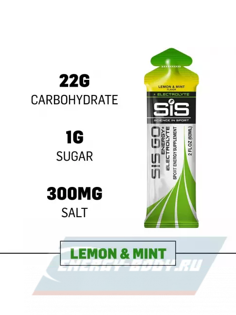 Энергетический гель SCIENCE IN SPORT (SiS) Go Energy + Electrolyte Gels 30 x 60 мл, Лимон-Мята Энергетический гель SCIENCE IN SPORT (SiS) Go Energy + Electrolyte Gels 30 x 60 мл, Лимон-Мята
