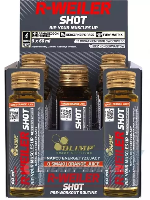 Предтерник OLIMP R-Weiler Shot 9 x 60 мл, Апельсиновый сок Предтерник OLIMP R-Weiler Shot 9 x 60 мл, Апельсиновый сок