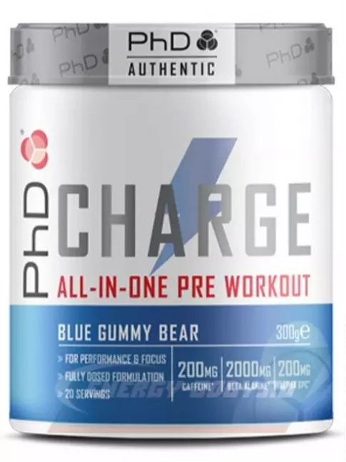 Предтерник PhD Nutrition Предтренировочный комплекс charge 300 г, Синие мишки гамми