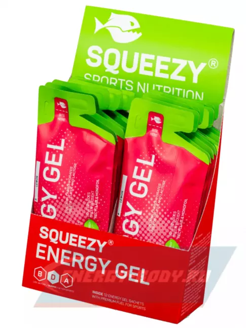 Энергетический гель SQUEEZY ENERGY GEL no caffeine 33 г x 12 саше, Mix
