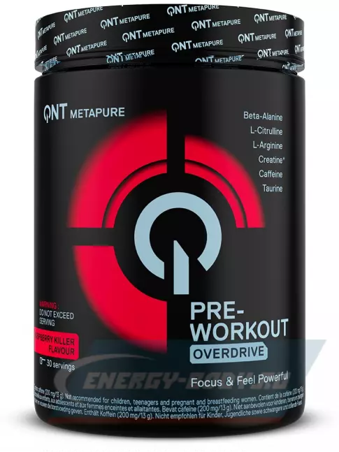 Предтерник QNT Pre-Workout Overdrive 390 г, Малина