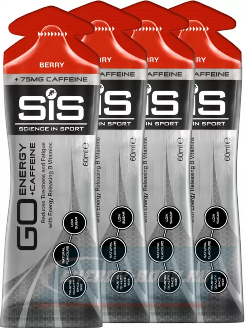 Энергетический гель SCIENCE IN SPORT (SiS) GO Energy 75 mg Caffeine 4 x 60 мл, Ягоды