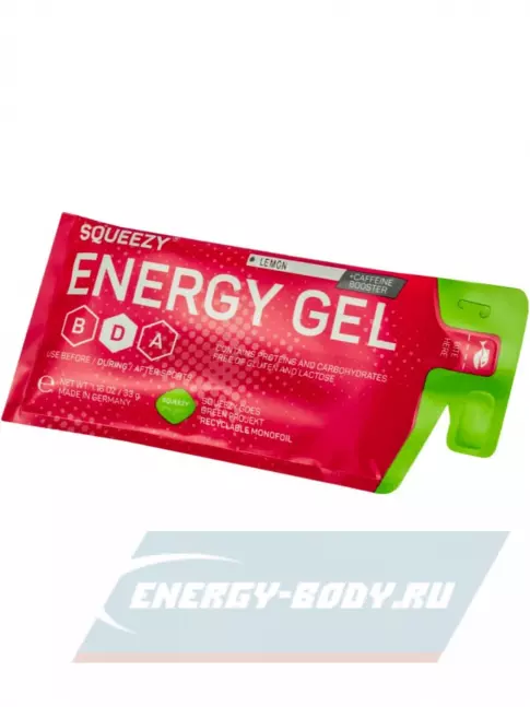 Энергетический гель SQUEEZY ENERGY SUPER GEL 33 mg caffeine 33 г саше, Лимон Энергетический гель SQUEEZY ENERGY SUPER GEL 33 mg caffeine 33 г саше, Лимон