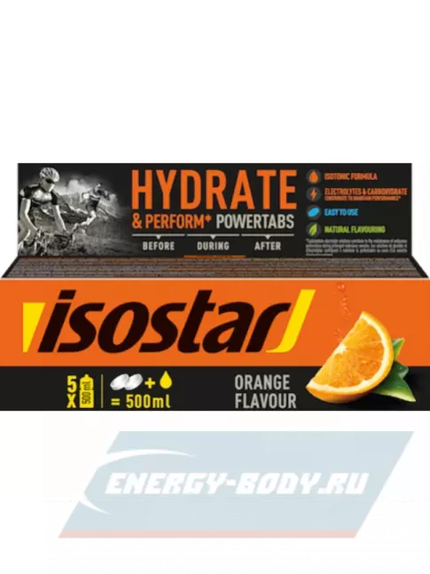  ISOSTAR Изотонический напиток Powertabs 1 банка x 5 порций, Апельсин