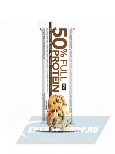 Батончик протеиновый QNT 50% FULL PROTEIN BAR 12 x 50 г, Печенье с шоколадной крошкой