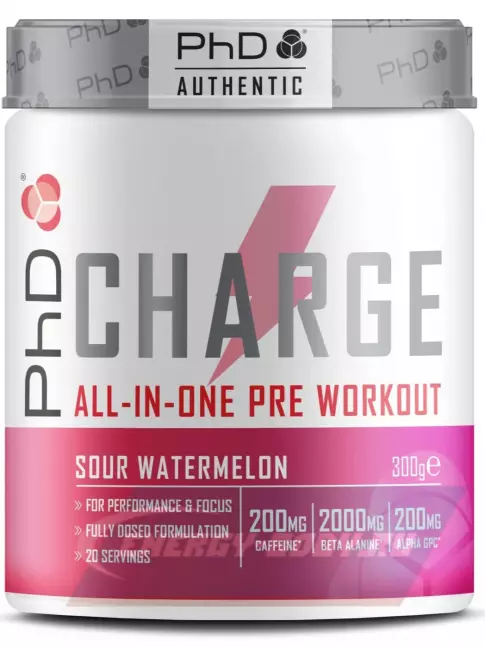 Предтерник PhD Nutrition Предтренировочный комплекс charge 300 г, Кислый Арбуз