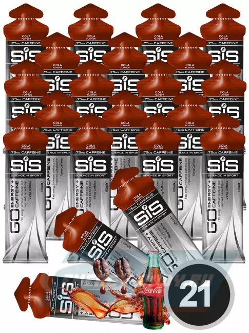 Энергетический гель SCIENCE IN SPORT (SiS) GO Energy 75mg caffeine 21 x 60 мл, Кола
