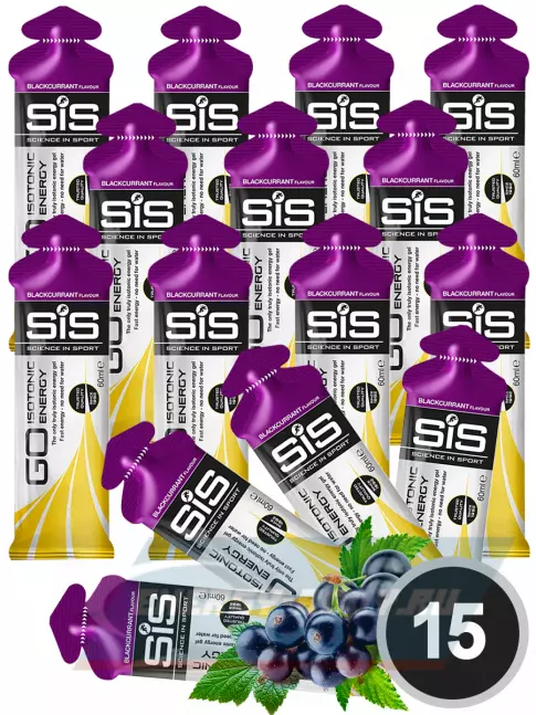 Энергетический гель SCIENCE IN SPORT (SiS) GO Isotonic Energy Gels 15 x 60 мл, Черная смородина