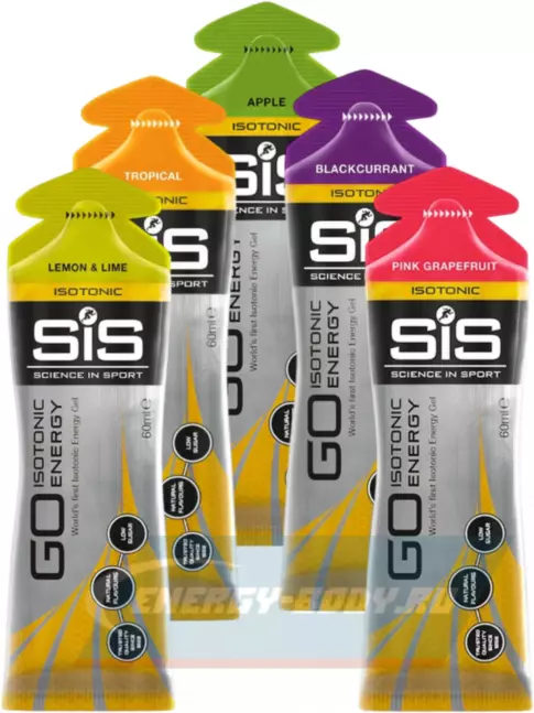 Энергетический гель SCIENCE IN SPORT (SiS) GO Isotonic Energy Gels 5 x 60 мл, Микс №21