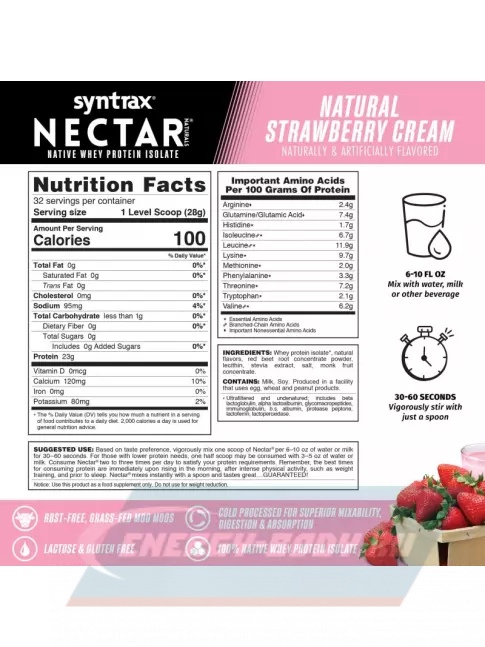  SYNTRAX Nectar Naturals 907 г, Клубника со Сливками