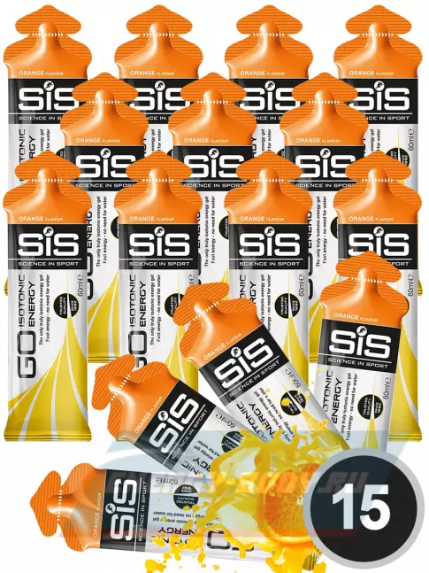 Энергетический гель SCIENCE IN SPORT (SiS) GO Isotonic Energy Gels 15 x 60 мл, Апельсин