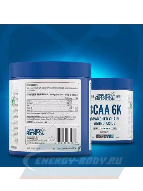 ВСАА APPLIED NUTRITION BCAA 6K (6000mg) 240 таблеток ВСАА APPLIED NUTRITION BCAA 6K (6000mg) 240 таблеток