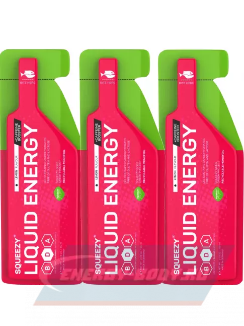 Энергетический гель SQUEEZY SUPER DRINK GEL 60mg caffeine 3 x 60 мл, Лимон+Кофеин