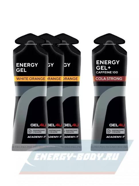 Энергетический гель GEL4U Energy Gel MIX 4 x 60 г, Апельсин, Кола №2 Энергетический гель GEL4U Energy Gel MIX 4 x 60 г, Апельсин, Кола №2
