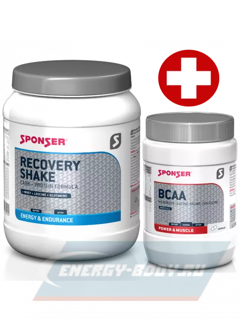 Предтерник SPONSER RECOVERY SHAKE + BCAA 900 г + 350 капс, Шоколад