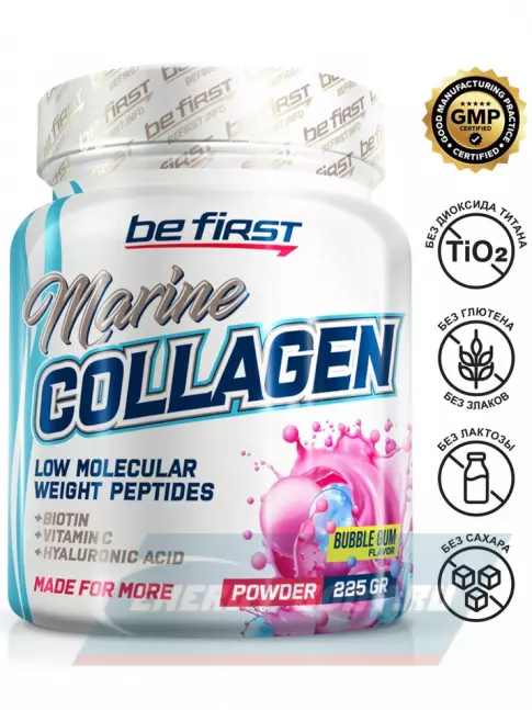 COLLAGEN Be First Marine Collagen + Biotin + Hyaluronic acid + Vitamin C 225 г, Бабл Гам COLLAGEN Be First Marine Collagen + Biotin + Hyaluronic acid + Vitamin C 225 г, Бабл Гам