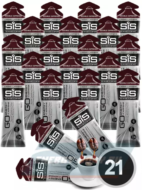 Энергетический гель SCIENCE IN SPORT (SiS) GO Energy 150mg caffeine 21 x 60 мл, Двойной эспрессо