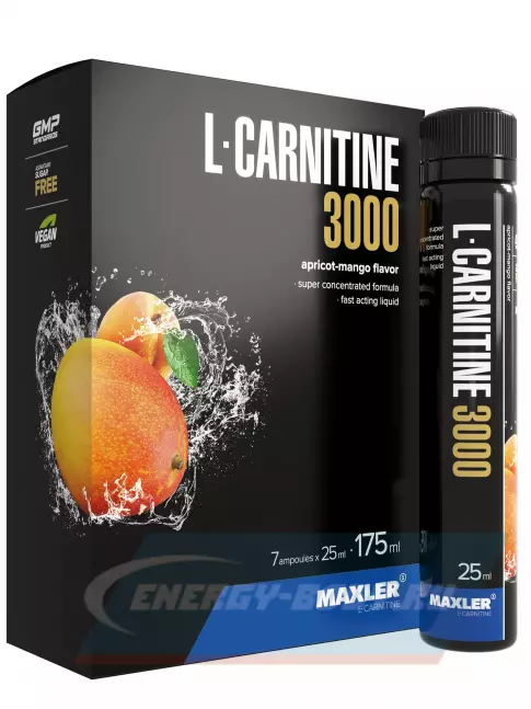 L-Карнитин MAXLER L-Carnitine 3000 mg 7 x 25 мл, Абрикос-манго