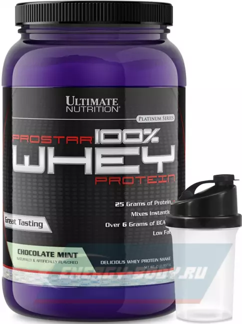 Ultimate Nutrition Prostar Whey 907 г + шейкер, Шоколад - Мята