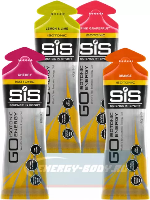 Энергетический гель SCIENCE IN SPORT (SiS) GO Isotonic Energy Gels 4 x 60 мл, Микс №14