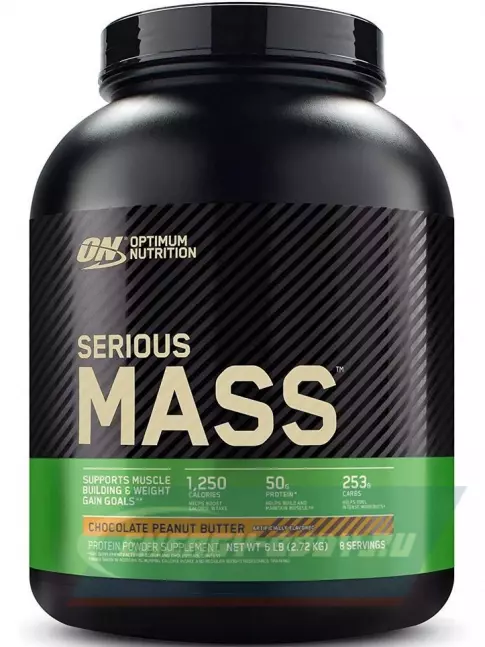 Гейнер Optimum Nutrition Serious Mass 2720 г, Шоколадное арахисовое масло