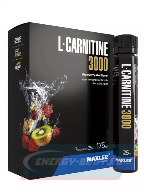 L-Карнитин MAXLER L-Carnitine 3000 mg 7 x 25 мл, Клубника - Киви
