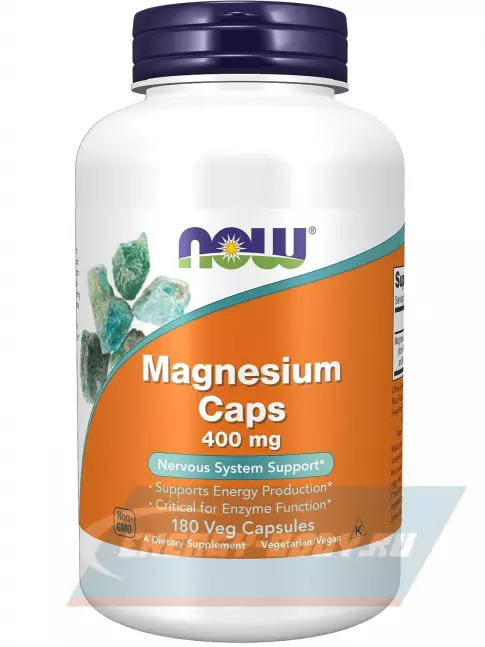  NOW FOODS Magnesium Caps 400 mg 180 веган капсул