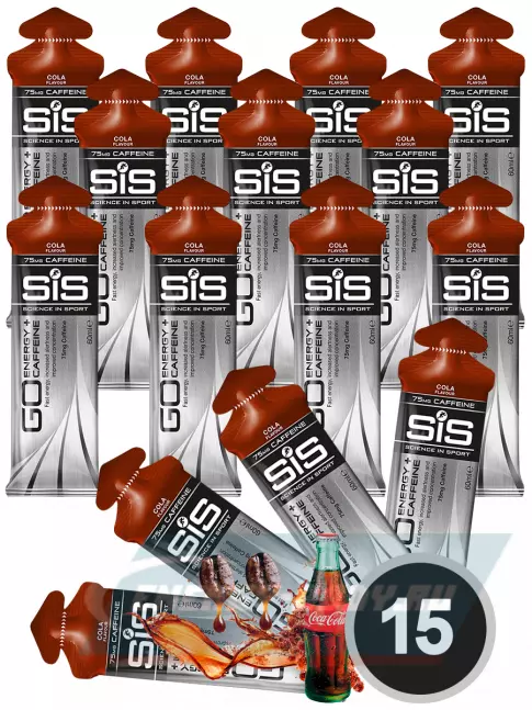 Энергетический гель SCIENCE IN SPORT (SiS) GO Energy 75mg caffeine 15 x 60 мл, Кола