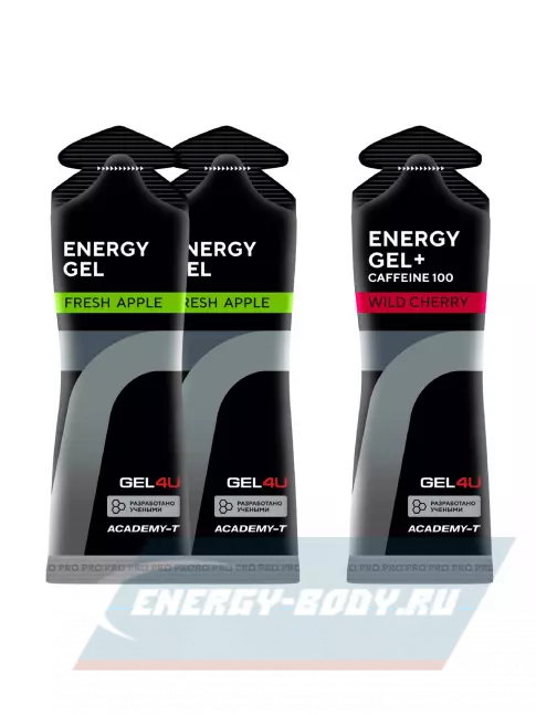 Энергетический гель GEL4U Energy Gel MIX 3 x 60 г, Яблоко, Вишня