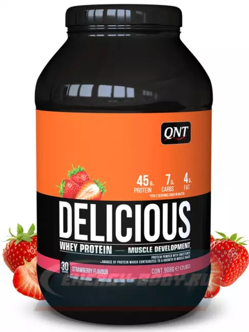  QNT DELICIOUS WHEY PROTEIN POWDER 908 г, Клубника