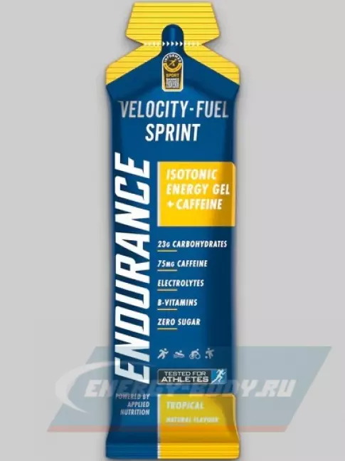 Энергетический гель APPLIED NUTRITION Endurance Velocity Fuel SPRINT Isotonic Energy Gel + Caffeine 20 саше, Тропические фрукты