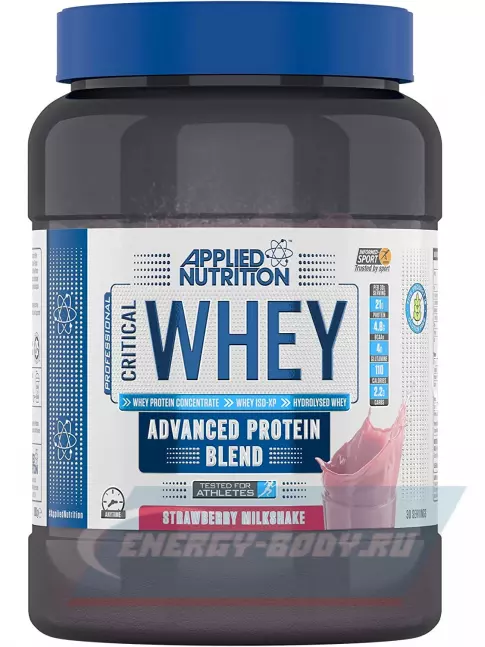 APPLIED NUTRITION CRITICAL Whey 900 г, Клубничный молочный коктейль APPLIED NUTRITION CRITICAL Whey 900 г, Клубничный молочный коктейль