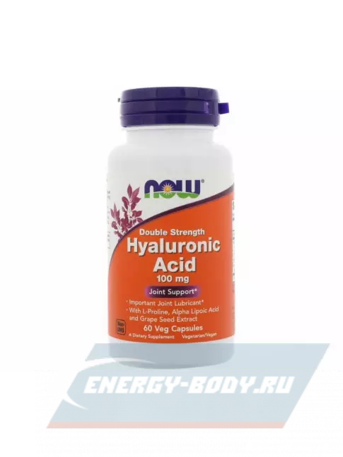 Суставы, связки NOW FOODS Hyaluronic Acid with MSM - Гиалуроновая кислота 100 мг 60 капсул, Нейтральный