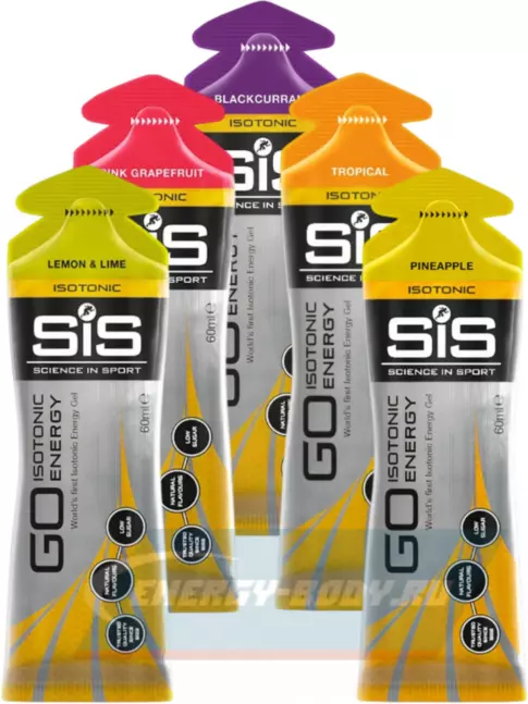 Энергетический гель SCIENCE IN SPORT (SiS) GO Isotonic Energy Gels 5 x 60 мл, Микс №17