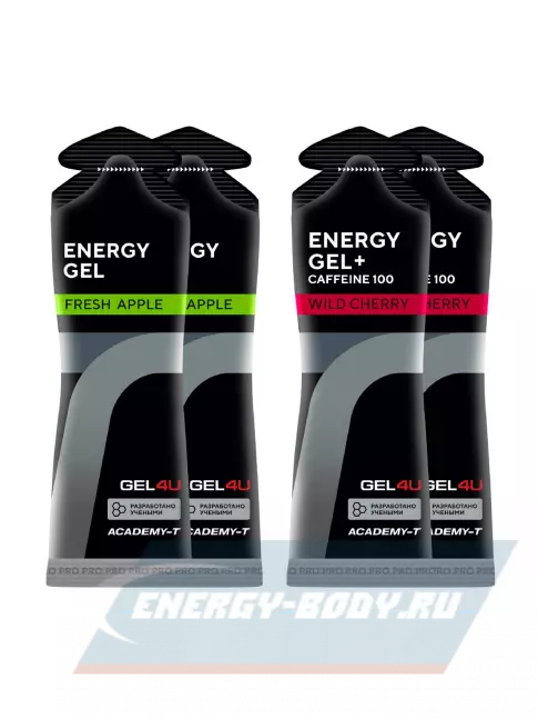 Энергетический гель GEL4U Energy Gel MIX 4 x 60 г, Яблоко, Вишня №1