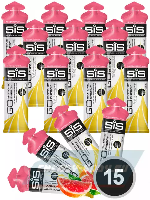 Энергетический гель SCIENCE IN SPORT (SiS) GO Isotonic Energy Gels 15 x 60 мл, Розовый грейпфрут