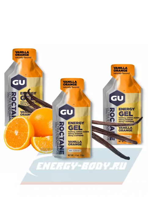 Энергетический гель GU ENERGY GU ROCTANE Energy Gel 35mg caffeine 3 x 32 г, Ваниль-Апельсин
