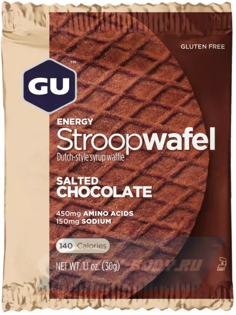 Батончик энергетический GU ENERGY GU ENERGY STROOPWAFEL no caffeine 3 x 32 г, Соленый шоколад