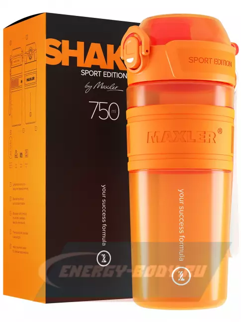  MAXLER Shaker Bottle Sport Edition 750 мл, Оранжевый