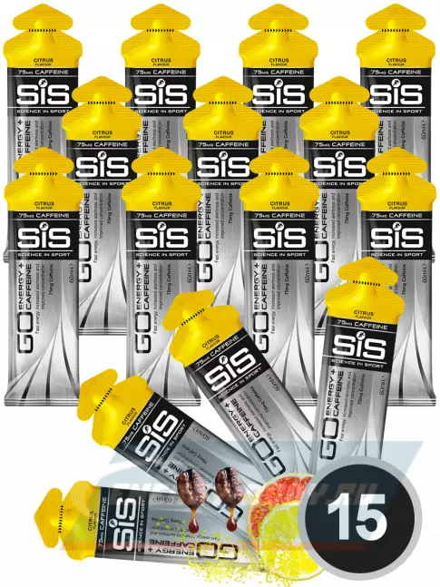 Энергетический гель SCIENCE IN SPORT (SiS) GO Energy 75mg caffeine 15 x 60 мл, Цитрус