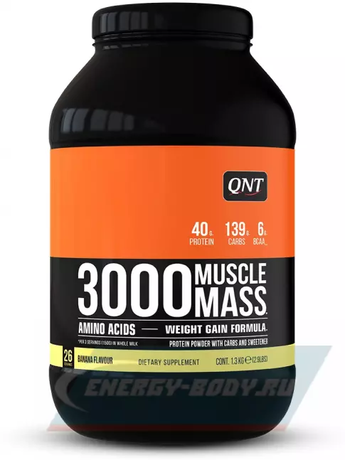 Гейнер QNT MUSCLE MASS 3000 1300 г, Банан