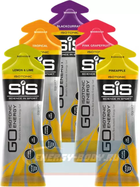 Энергетический гель SCIENCE IN SPORT (SiS) GO Isotonic Energy Gels 5 x 60 мл, Микс №20