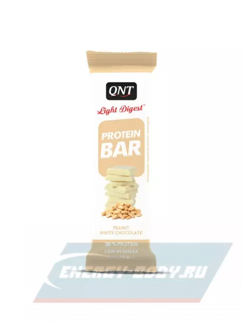 Батончик протеиновый QNT Light Digest Protein Bar 15 х 55 г, Арахис - Белый шоколад