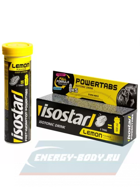 ISOSTAR Изотонический напиток Powertabs 1 банка x 5 порций, Лимон