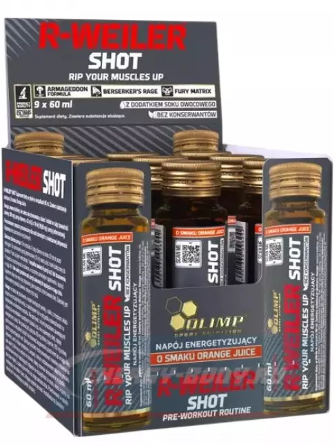 Предтерник OLIMP R-Weiler Shot 9 x 60 мл, Апельсиновый сок Предтерник OLIMP R-Weiler Shot 9 x 60 мл, Апельсиновый сок