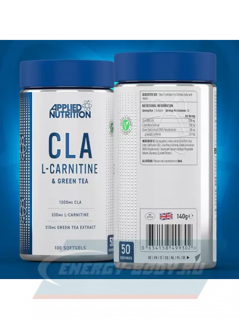 Omega 3 APPLIED NUTRITION CLA L Carnitine and Green Tea 100 мягких капсул