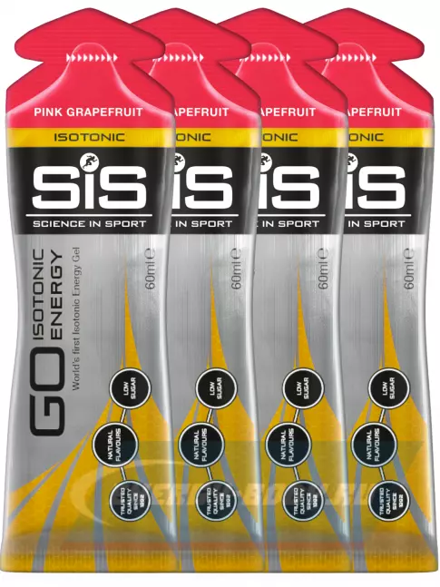 Энергетический гель SCIENCE IN SPORT (SiS) GO Isotonic Energy Gels 4 x 60 мл, Розовый грейпфрут