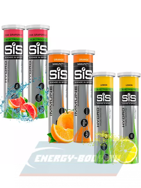  SCIENCE IN SPORT (SiS) GO Hydro Tablet 20s 6 x 20 таблеток, Розовый грейпфрут, Апельсин, Лимон