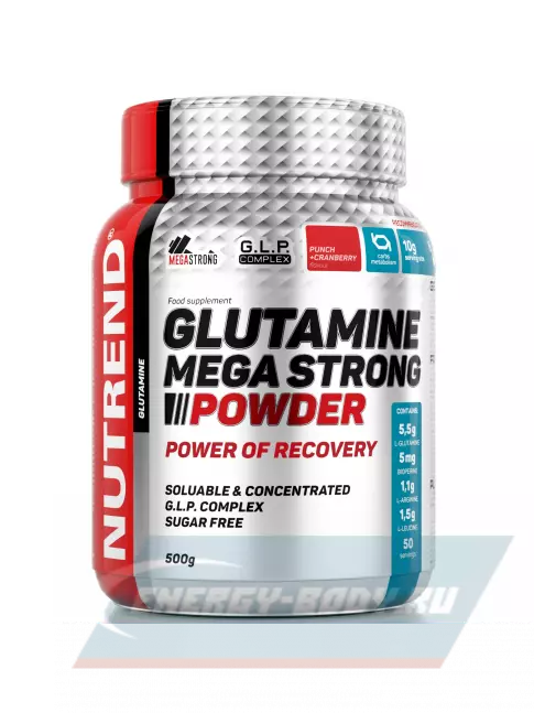Глютамин NUTREND GLUTAMINE Mega Strong Powder 500 г, Пунш - Клюква